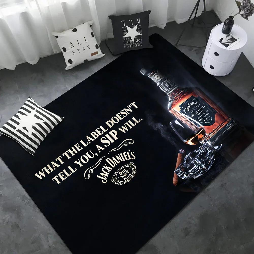 J-Jack-Daniels Whisky Pattern Room Mats Washable Non-Slip Living Room Sofa Chairs Area Mat Kitchen Alfombra