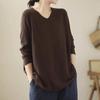 Top for Women Autumn Winter Large Size Loose Long Sleeve Knit Pullover V-Neck Loose-Fit Sweaters Top