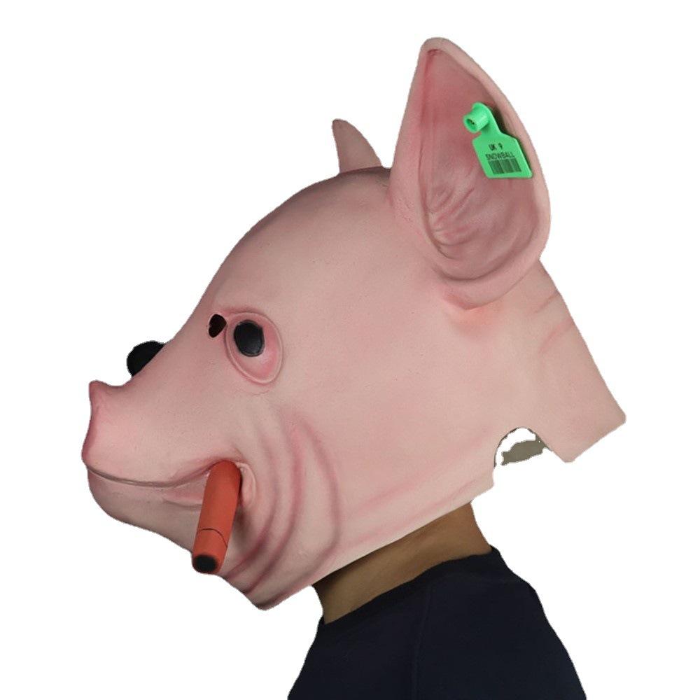 Halloween-Brille mit Schweinskopf-Motiv, rauchende Schweinskopfmaske, Hacker-Schweinskopfmaske aus Latex