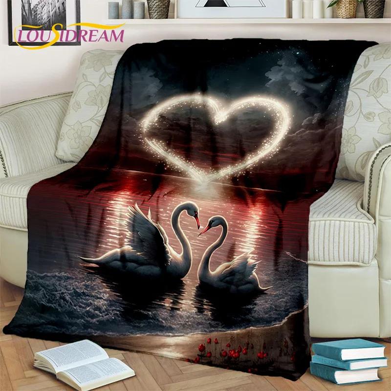 3D Dream Love Swan Cartoon Cygnus Girl Gift Blanket,Soft Throw Blanket for Home Bedroom Bed Sofa Picnic Travel Cover Blanket Kid