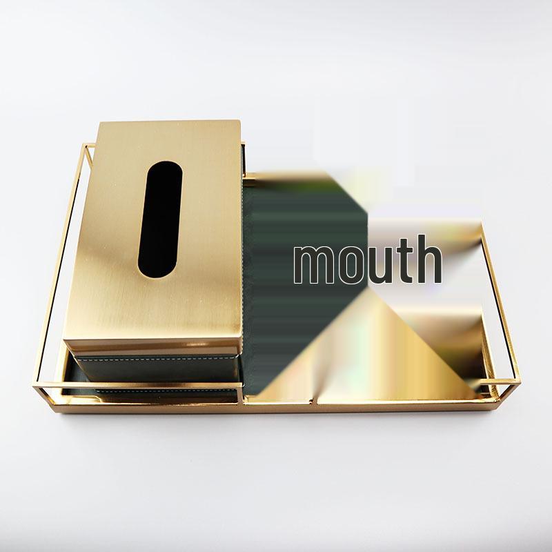 European Modern Leather Metal Storage & Organizer Tray for Entryway, Coffee Table, or Hotel Use