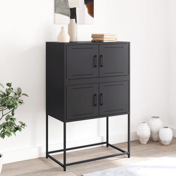 VidaXL Black Buffet 68.5x38.5x107 Cm Steel, Cabinet, Sideboard, Storage Cabinet, Cupboard, Highboard, 846482