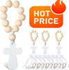 6/12/18PCS Wooden Rosary Wood Bulk Catholic with Crucifix Wooden Cross Pendant with White Mesh Bags for Baptism First Communion