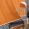 Cortinas Geométricas Transparentes de Estilo Chino Simple Naranja para Decoración de Sala de Estar Cortinas de Ventana Cocina Tul Cortinas Voile