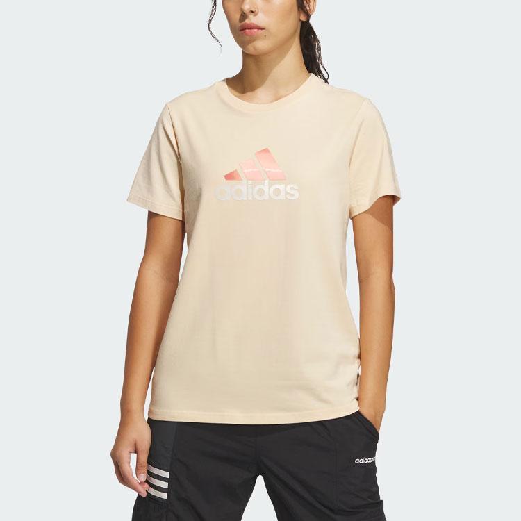 Adidas Must Haves Badge Of Logo Letter Print American Retro Sports Casual Short Sleeve T-Shirt Women T-Shirts Sand-Brown IM8890