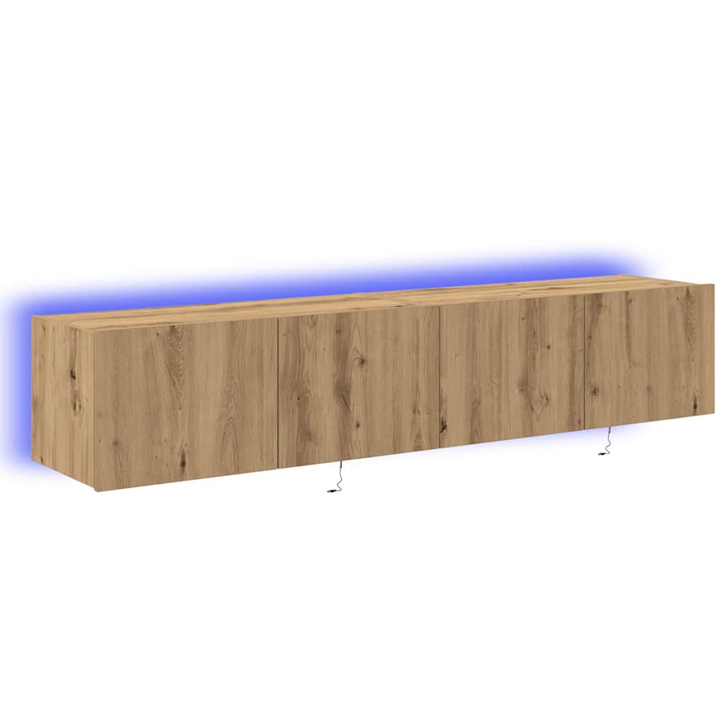 Wall Mounted TV Cabinet with LED 2 pcs Artisan Oak Finish 80 x 35 x 31 cm