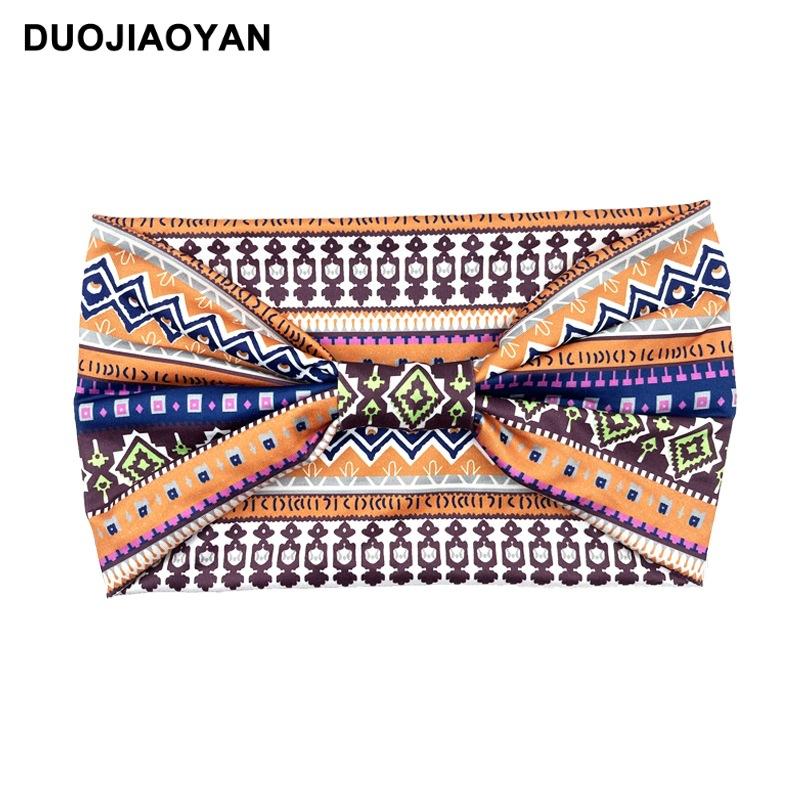 Knot Headband, Color Blocked Pattern Printed Sports Headband, Fashionable Polka Dot Wide Edge Elastic Headband