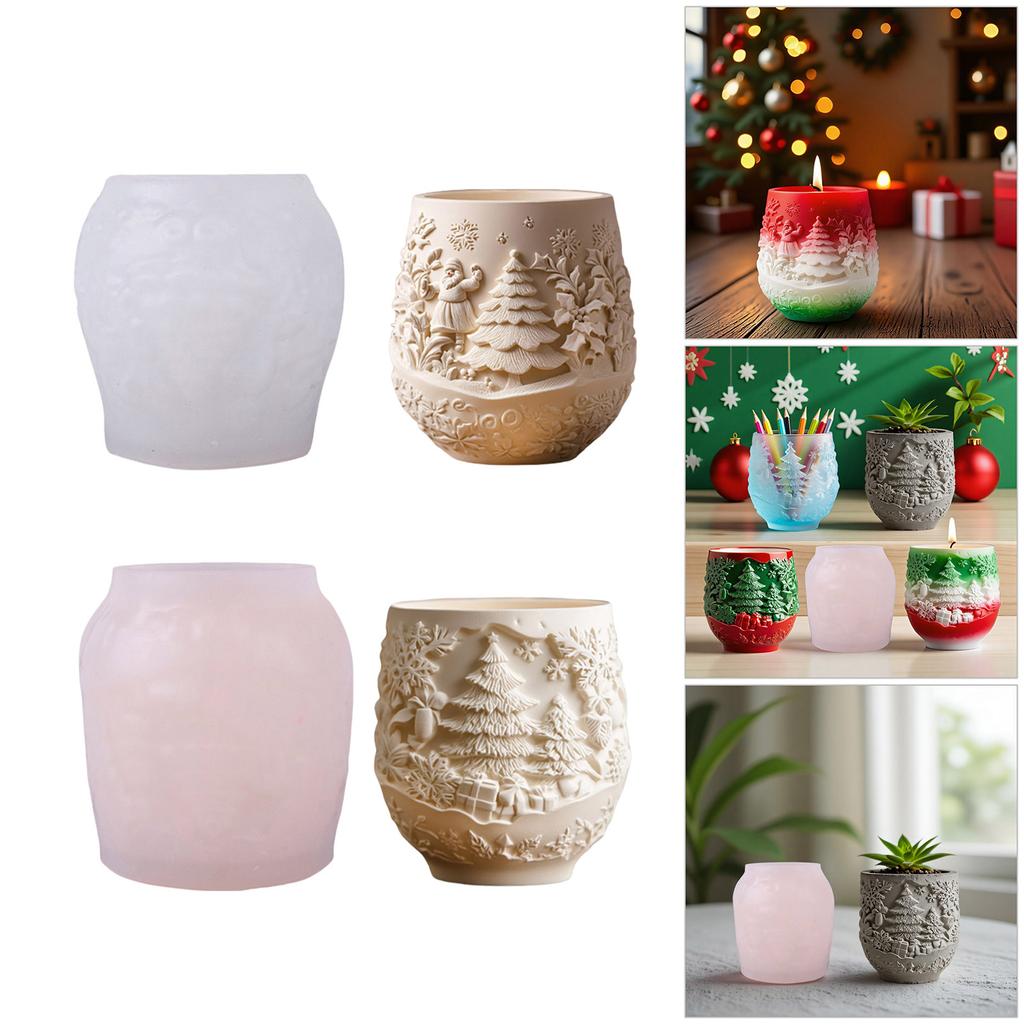 Molde de Silicone Árvore de Natal Adequado para Artesanato com Resina Vaso Embossado Fabricação de Joias Decoração de Feriado Multiuso