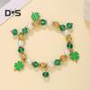 Kleeblatt-Armband St. Patricks Day Irischer Perlenschmuck mit Glasperlen und Anhängern, Glücksbringer-Armband für festliche Feiern, elastisches Kleeblatt