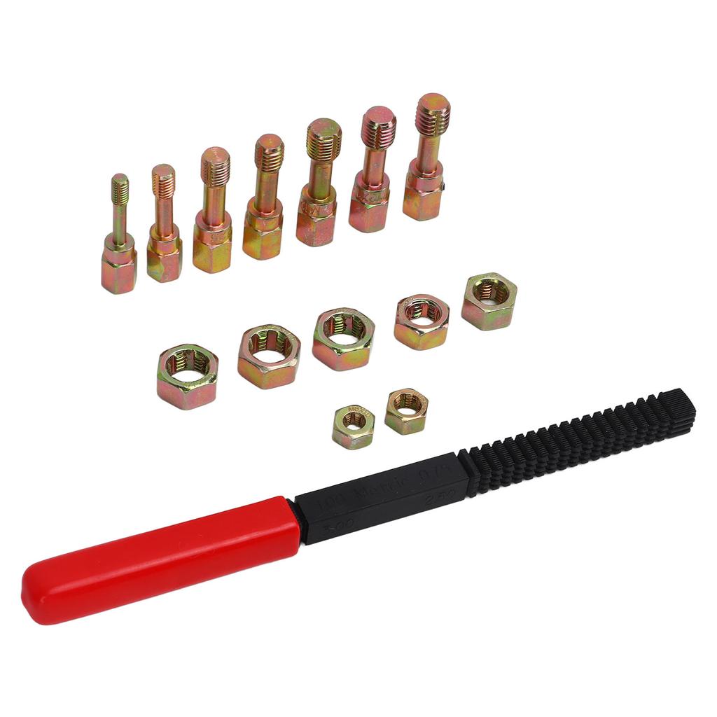 15pcs Metric Thread Chaser Set Carbon Steel Rethreading Tap Die Tool Kit Rethread Repair Tool
