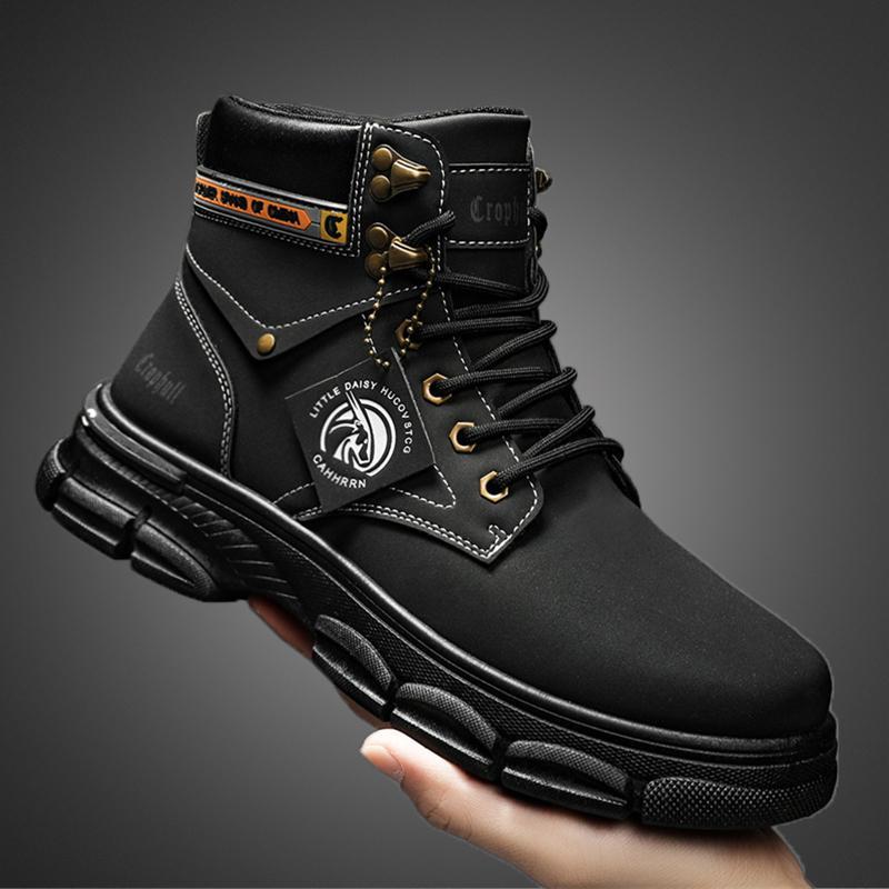 

Fashion Retro High-Top Men s Boots Autumn New British Style Tooling Shoes Locomotive Boots Trend Versatile Casual Shoes Men 44 чорний