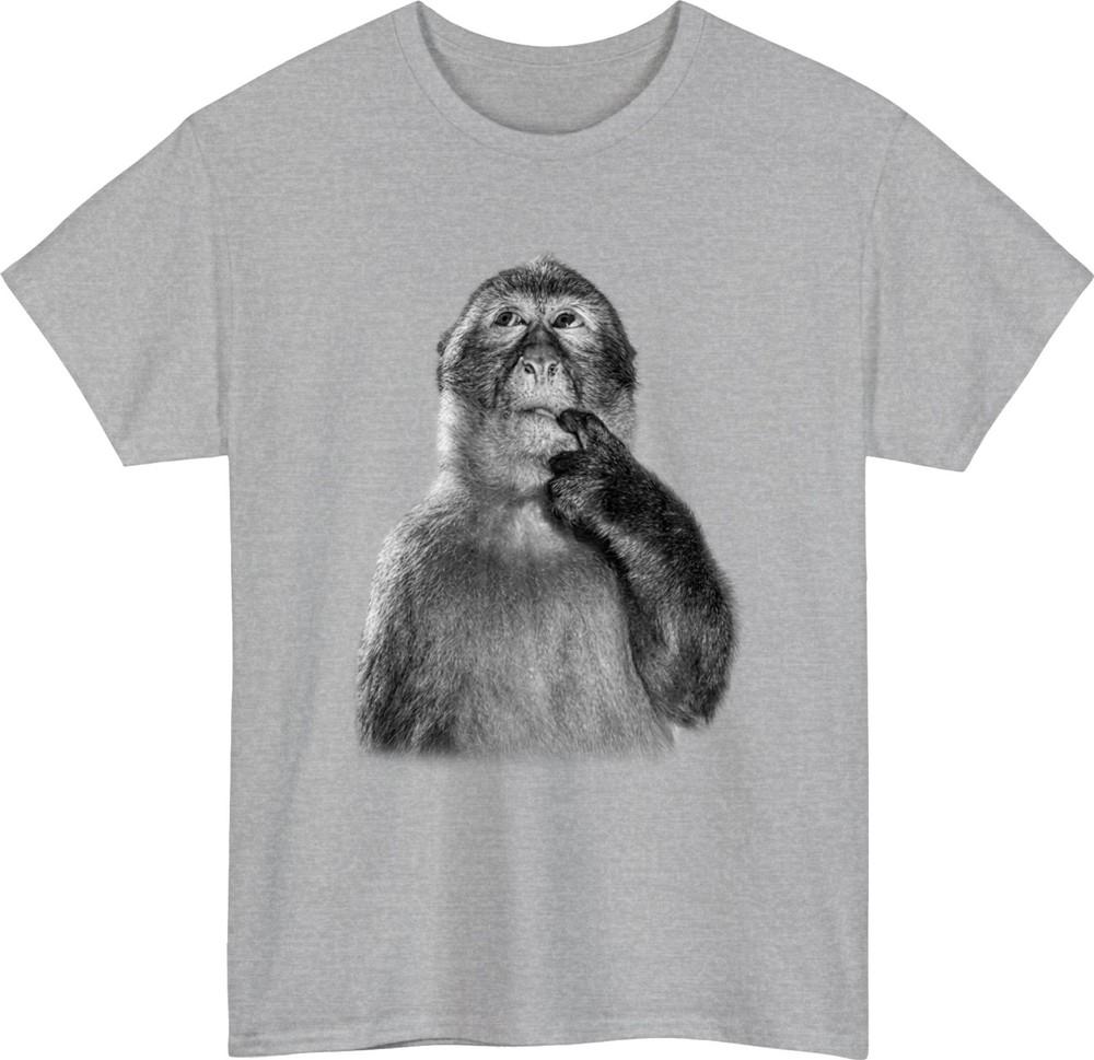 Funny Monkey Thinking Shirt Unisex Graphic Tee Cute Animal Shirt Minimalist top