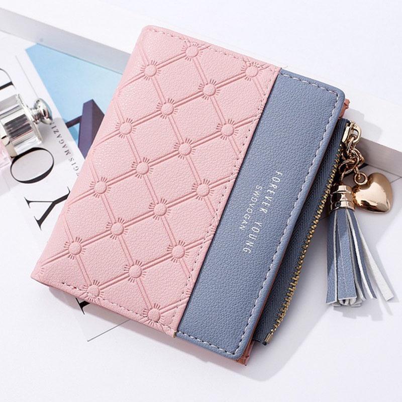 Stylish Women's Cute Embossed Pu Leather Wallet With Tassel Zippers And Coin Pocket