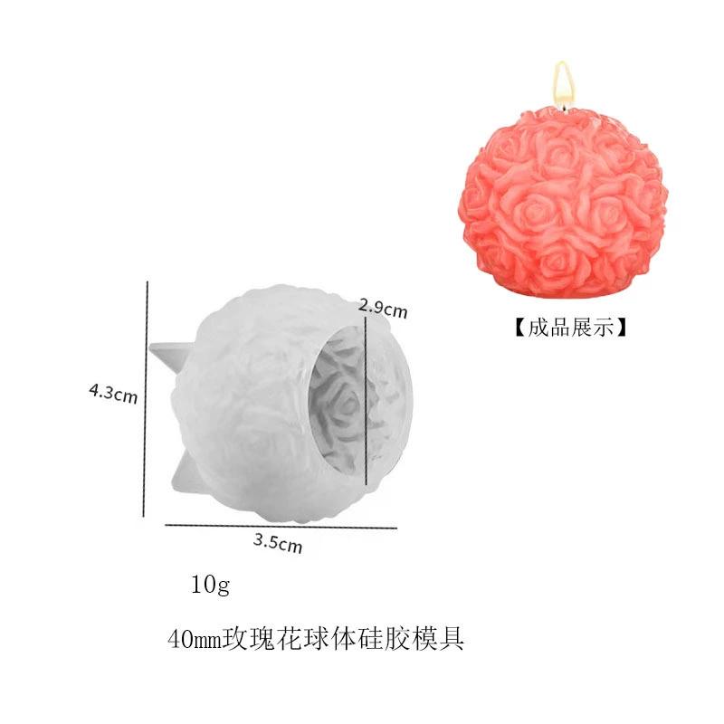 3D Rose Ball Candle Aromatherapy Mold DIY Valentine's Day Casting Mold Creative Elegant Candlestick Stand Home Wedding Decor