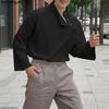 INCERUN Camicie Casual da Uomo Oversize con Collo Stretto a Manica Lunga e Bottoni Laterali Top