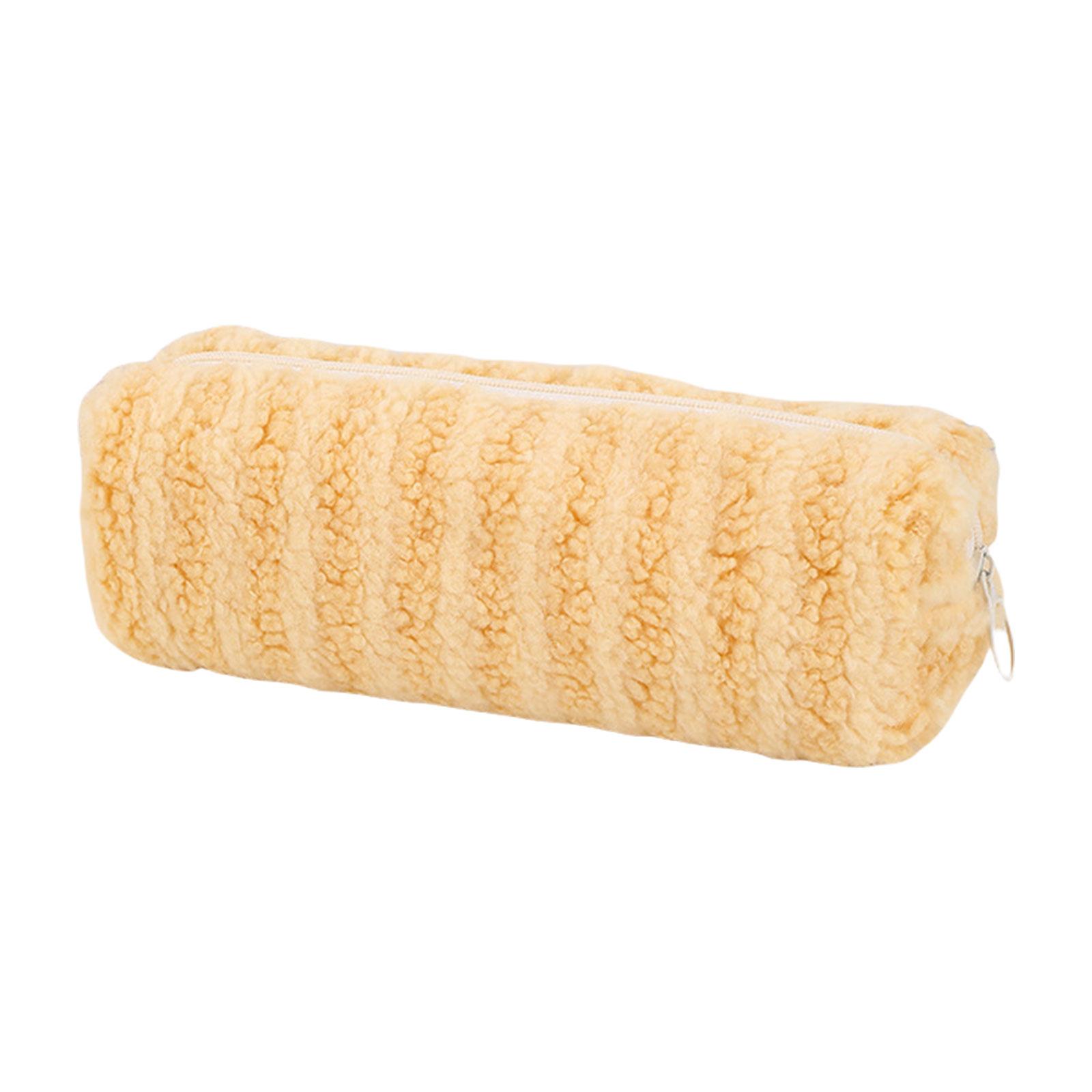 

Плюшевый полосатый пенал с большим отделением, многоцелевой пенал, сумка для карандашей, дорожная сумка для хранения макияжа для студентки жёлтый