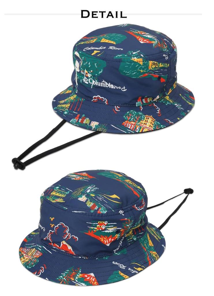 Columbia Green Ho Meadow Bucket Hat, PU5678 (JP, Alphabet, L, 011: Black)