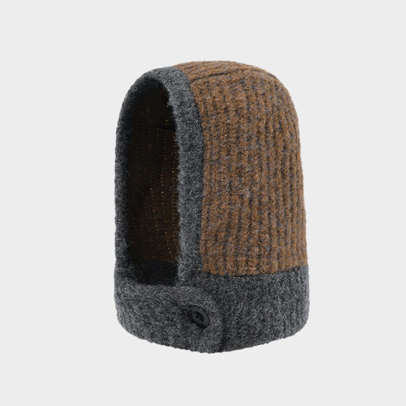 Twin-color knit balaclava brown BROWN