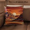 2D Southwestern Desert Sunset Throw Pillow Covers Pattern Cushion Cover Suitable For Sofa Bedroom Car Pillow Cover