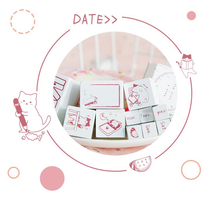 Mu Ran Creative Wooden Stamp Set: Cute Retro Life Apocalypse Theme.