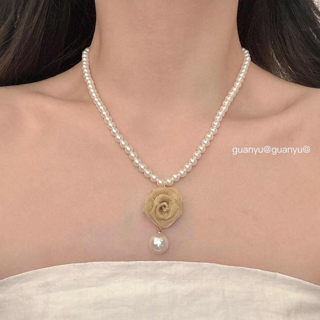 Collana con Ciondolo Perla Rosa - Moda Donna, Choker Dolce di Lusso Leggero