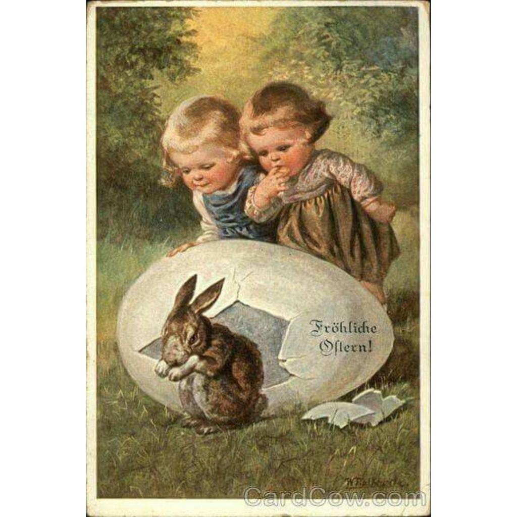 Easter Metal Wall Art Decor Vintage Cartoon Bunny Rabbit Rustic Tin Sign Home