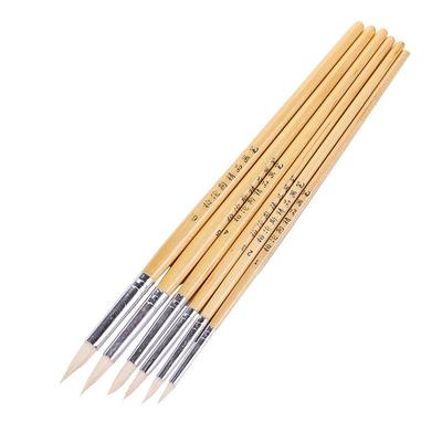 6-teiliges Pinsel-Set aus spitzem Ziegenhaar, Woll-Hakenlinienpinsel, Gouache-Acryl-Aquarell-Malpinsel, Kunstzubehör für Künstler, Kunststudenten