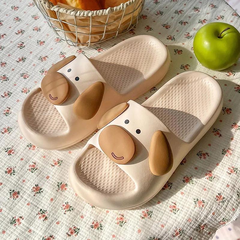 Damen Niedliche Wolken-Sandalen 2025 Sommer Neu Niedliche Cartoon Ohrhund Flip-Flops Weibliche Flache Lässige Bequeme Zimmer Zuhause Strand Pantoletten