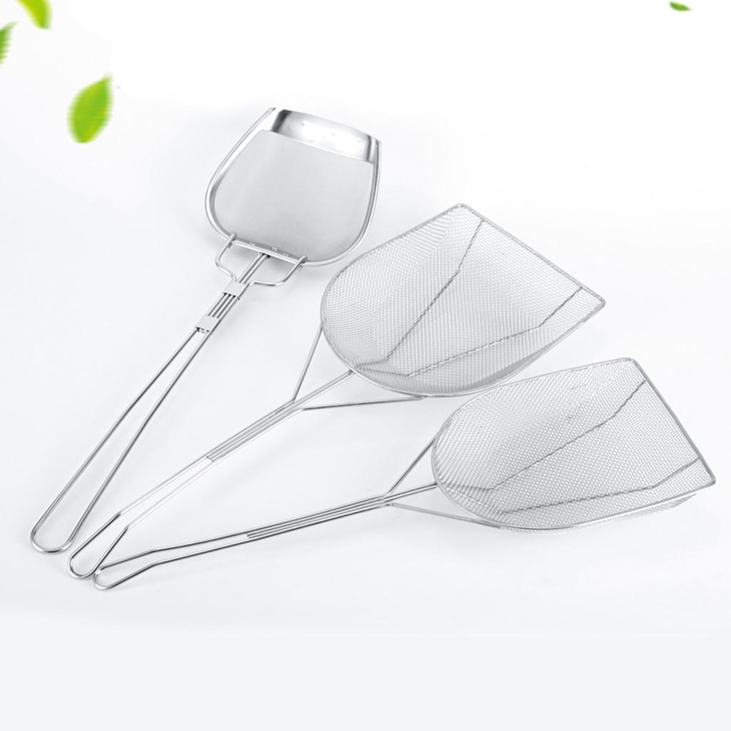 Silver Long Fat Skimmer With Fine Mesh Kitchen Essential For Mess-free Cooking Experience Wire Spoon Rust Strainer for