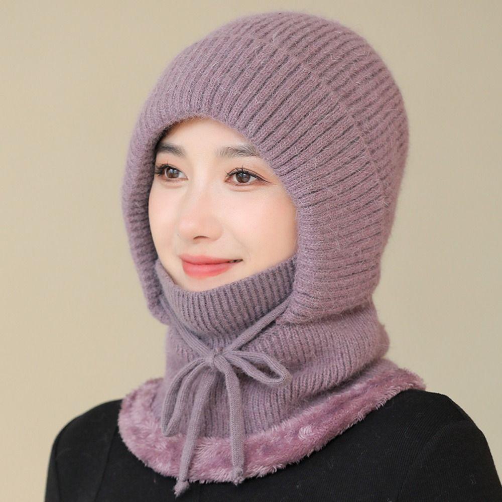 Windproof Knitted Balaclava Hat Ear Protection Pullover Hats Fashion Hooded Cap  All-match