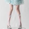 Women Japanese Ballet Sheer Mesh Pantyhose Stockings Crisscross Pattern Cute Ribbon Bowknot Fishnet Tights Leggings