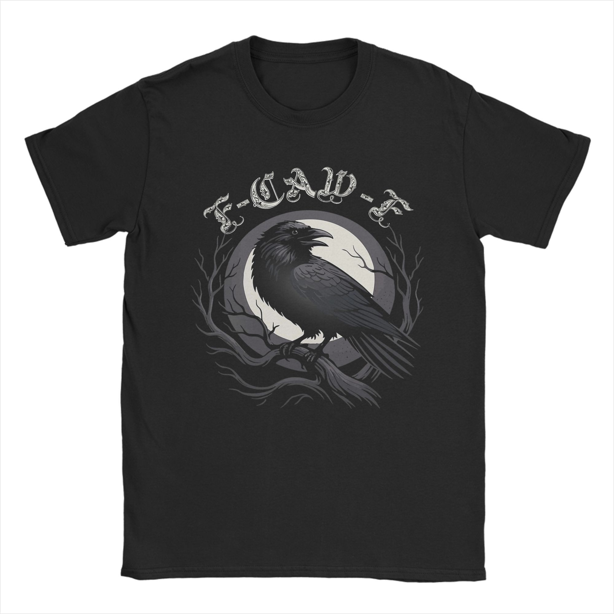 

Amazing Black Crow F Caw F T-Shirt Men O Neck 100% Cotton T Shirts F-Caw-F Bird Short Sleeve Tees 6XL Clothing 4XL