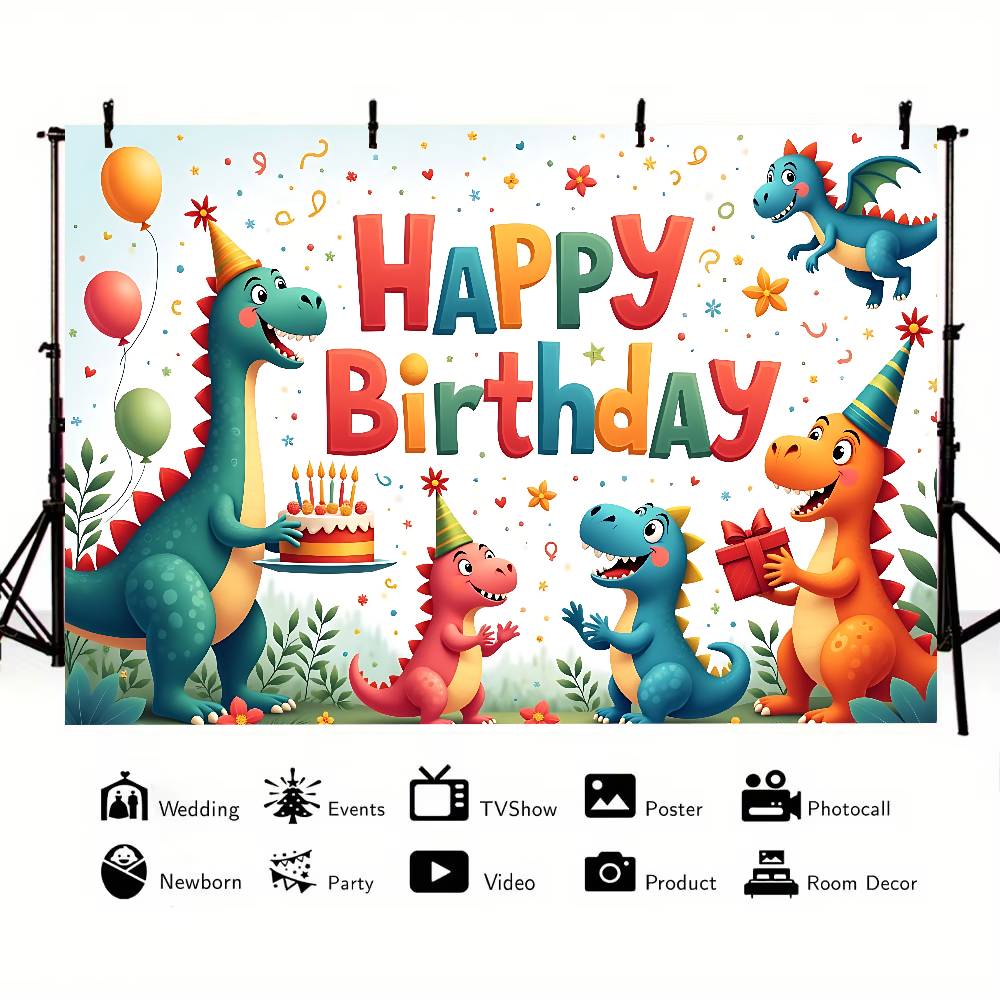 Inosaur Jungle Birthday Party Background Photography Castle Wizard Platform Street Birthday Party Decoration Gifts Props Poster