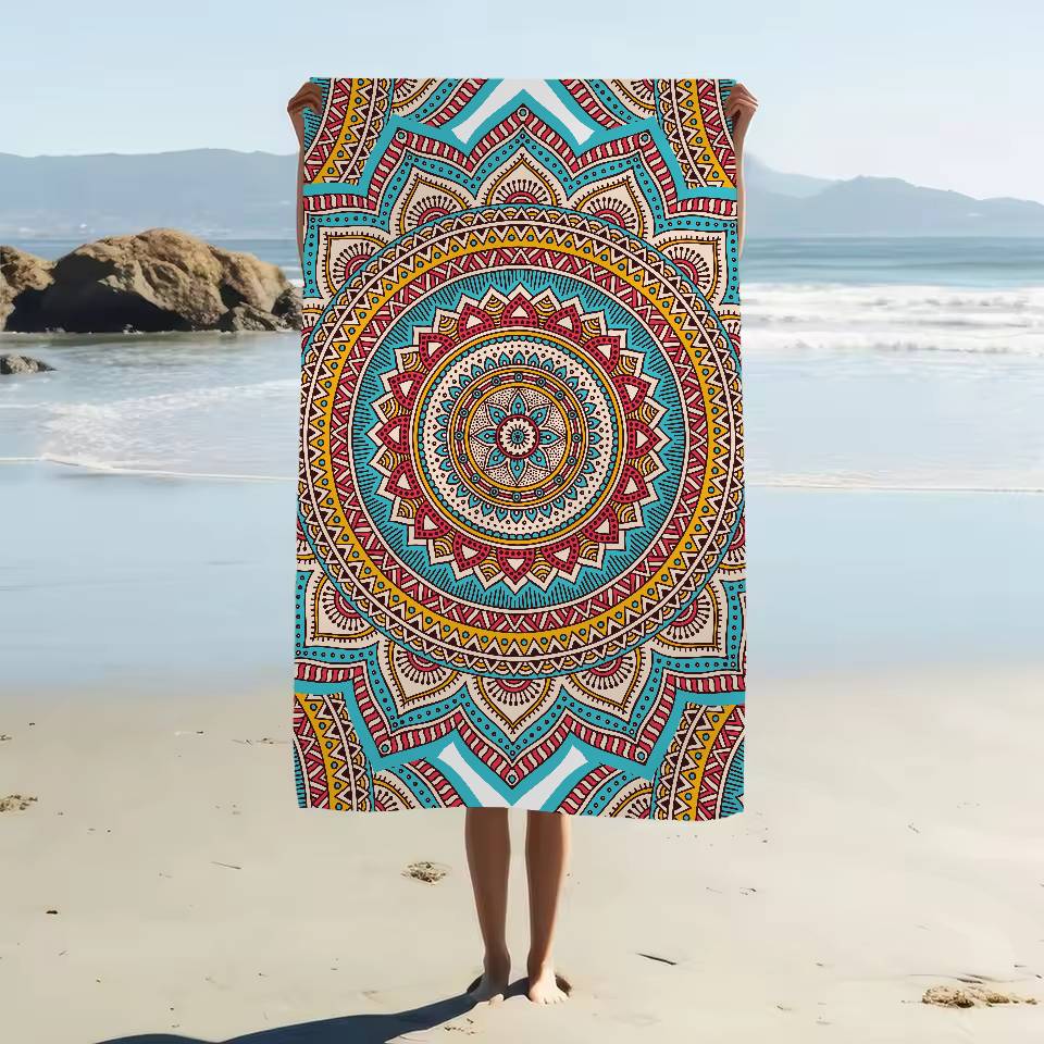 Classical Floral Pattern Bath Towel Microfiber Soft Water Absorbing Breathable For Girl Kids Decorative Cartoon Beach Towel