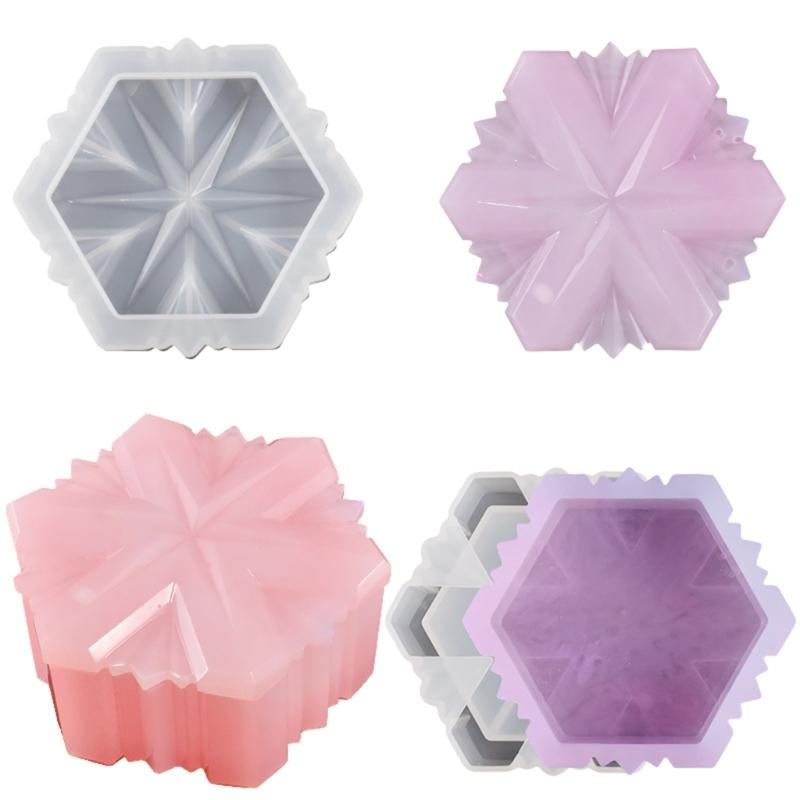 2Pcs Epoxy Crystal 3D Anniversary Six-pointed Star Container Storage Box Molds for Rings Jewelry Storage Home Decor