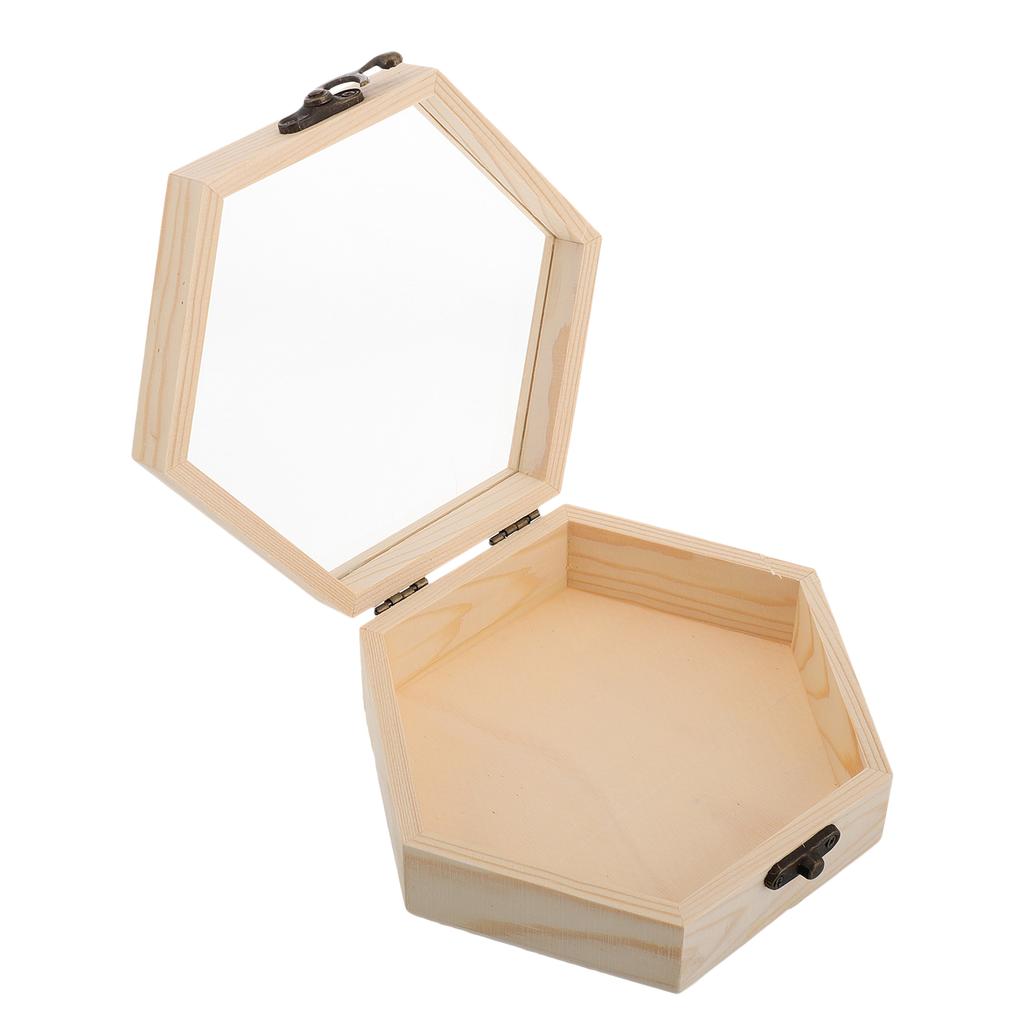 Wooden Box With Hinged Lid Unfinished Wood Keepsake Storage Box With Glass Lid Wooden Jewelry Box For Wedding Home Decorations