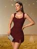 European and American women's clothing sexy fashion flannel sequined dress suspender dress