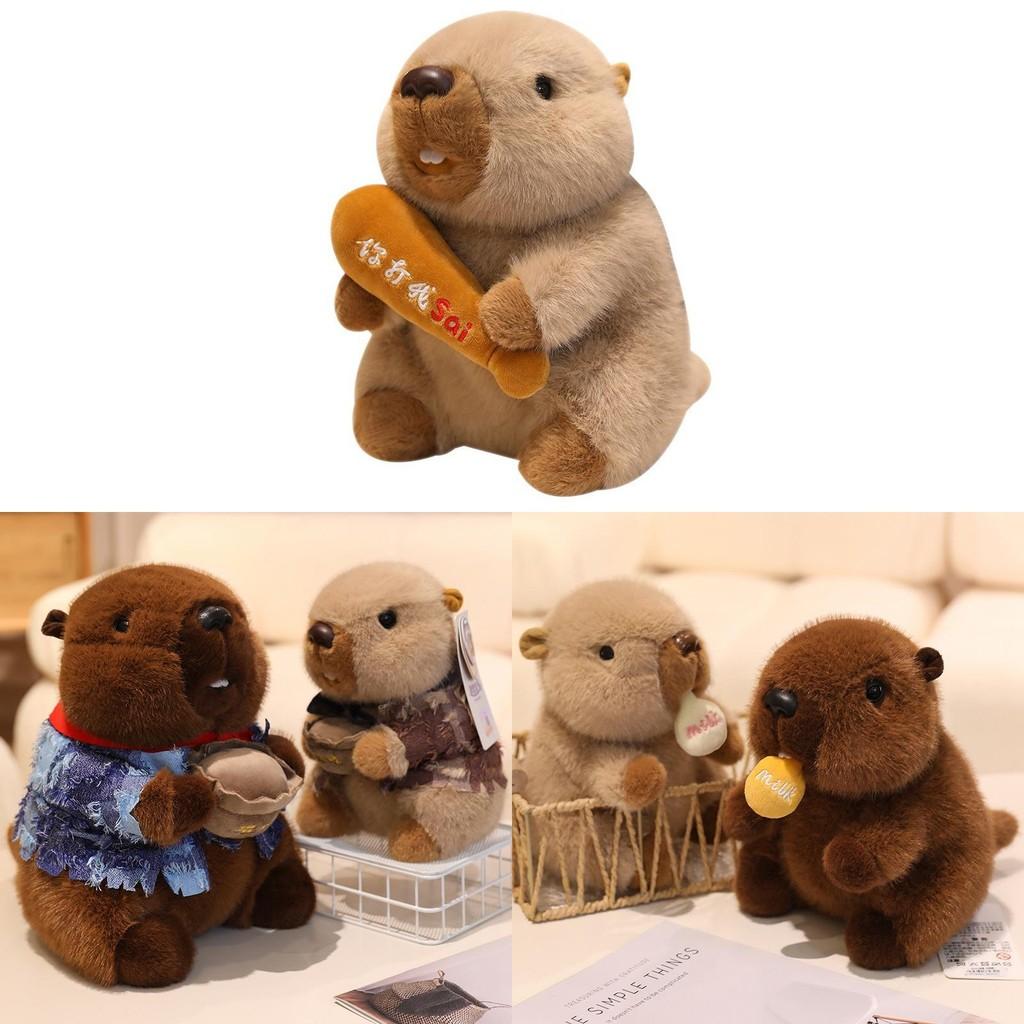 Animal Nezha Marmot Plush Toy Stuffed Doll Bedroom Decoration Cartoon Gift Kids
