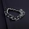 Stainless Steel Dragon Head Double Clasp Bracelet Men Hip Hop Style Braided Leather Band