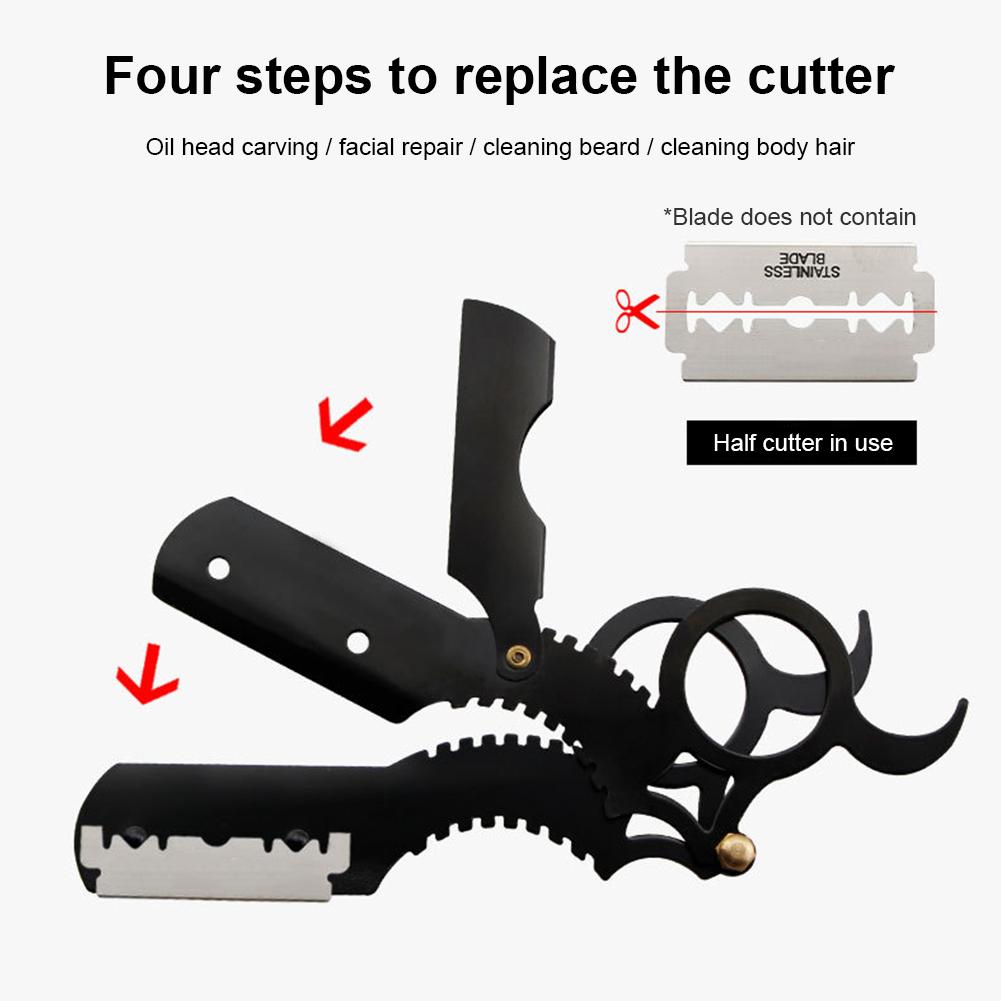 Manual Straight Razor Side Shaver Holder, Beard and Facial Epilator, Shaver Holder with Stainless Steel Hairdresser Razor