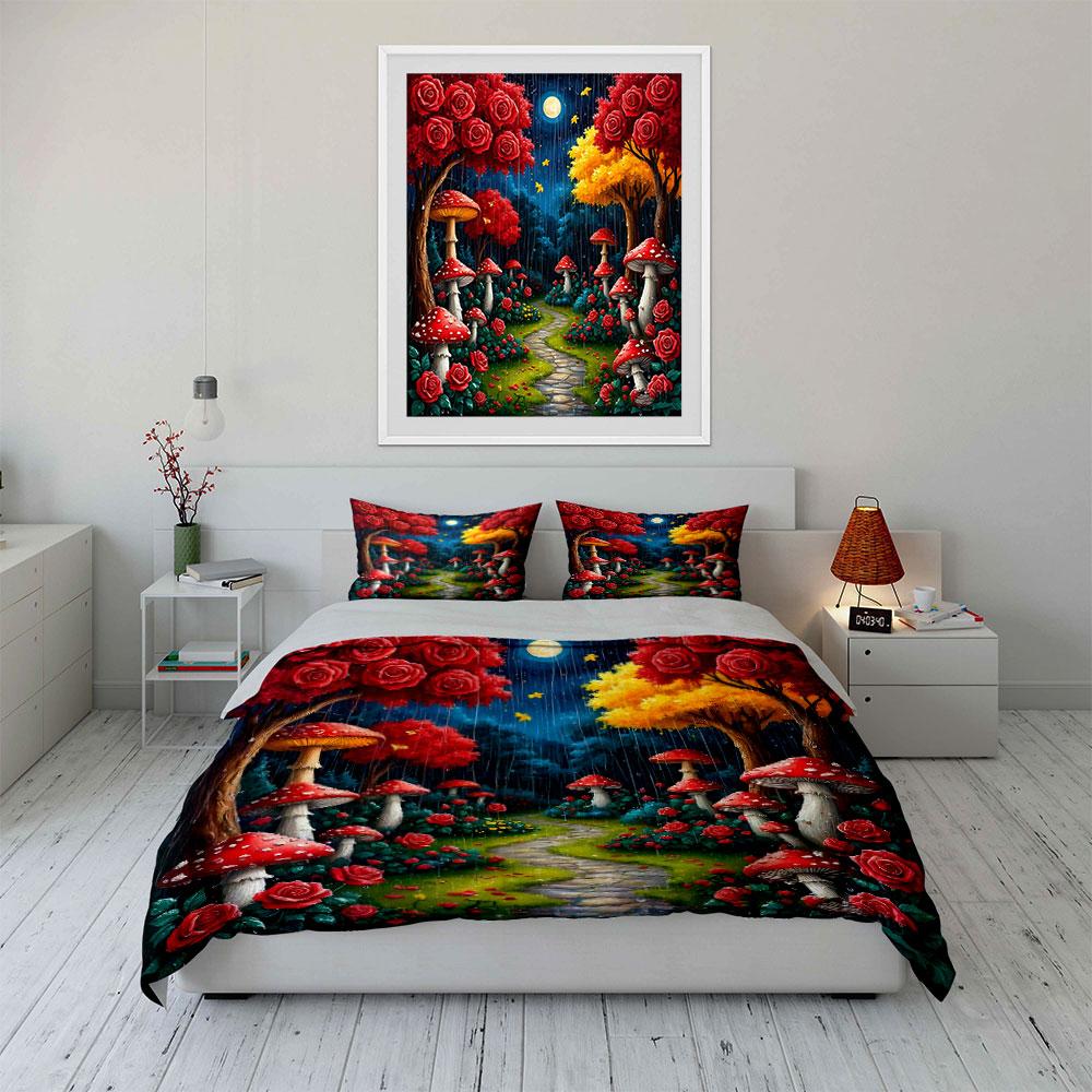 Fairy Forest Decorative Set Soft Comfortable Duvet Cover Bedding Set Included 1*Duvet Cover & 2*Pillowcases, Gift