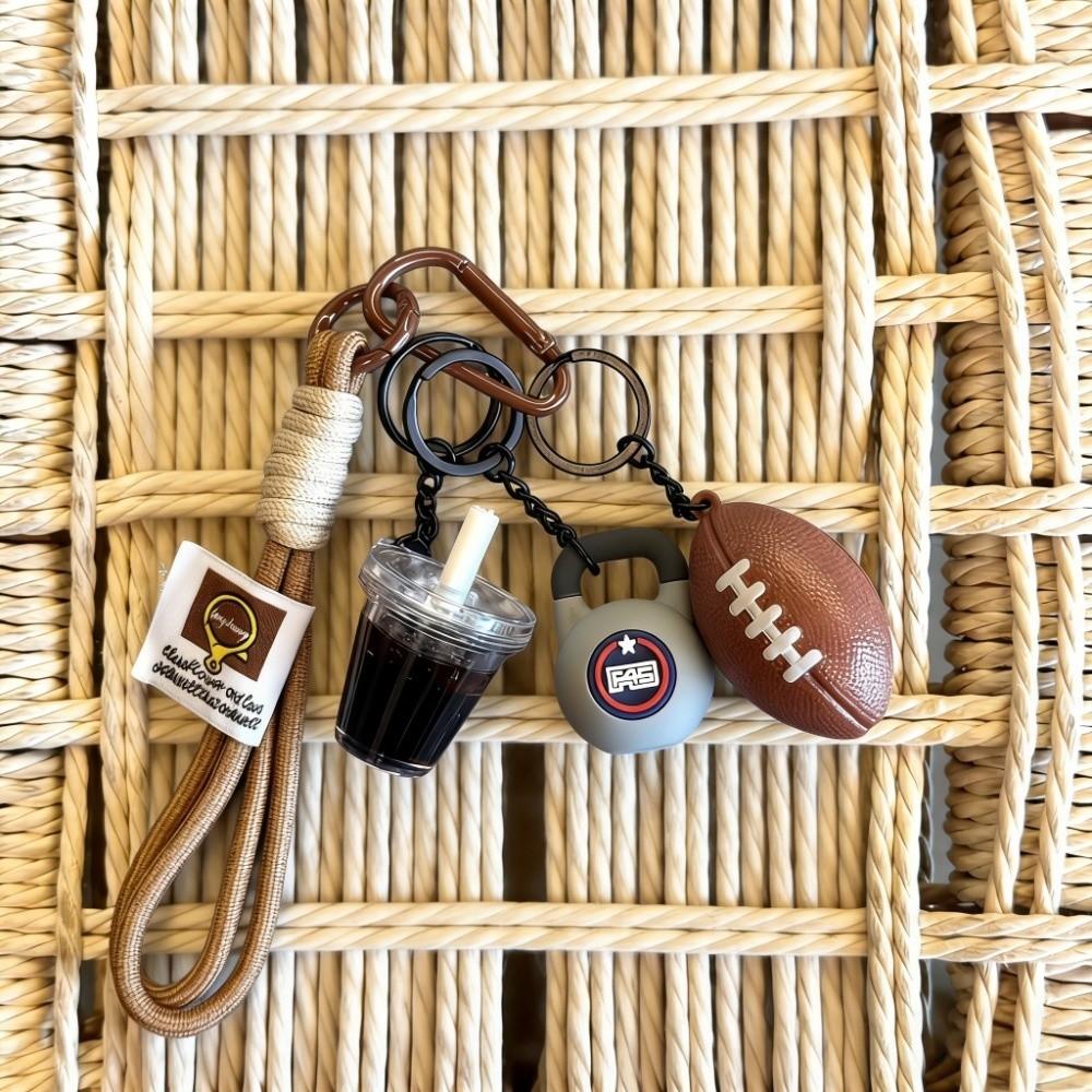 Dopamine Rugby Dumbbells Keyring Detachable Iced Americano Pendant Fitness Series Keychain Gifts