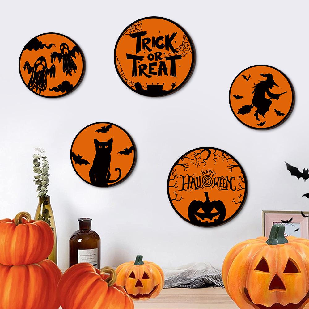 Halloween Wood Wall Hanging Welcome Door Hanging Door Number Wall Decoration Wall Decoration Round