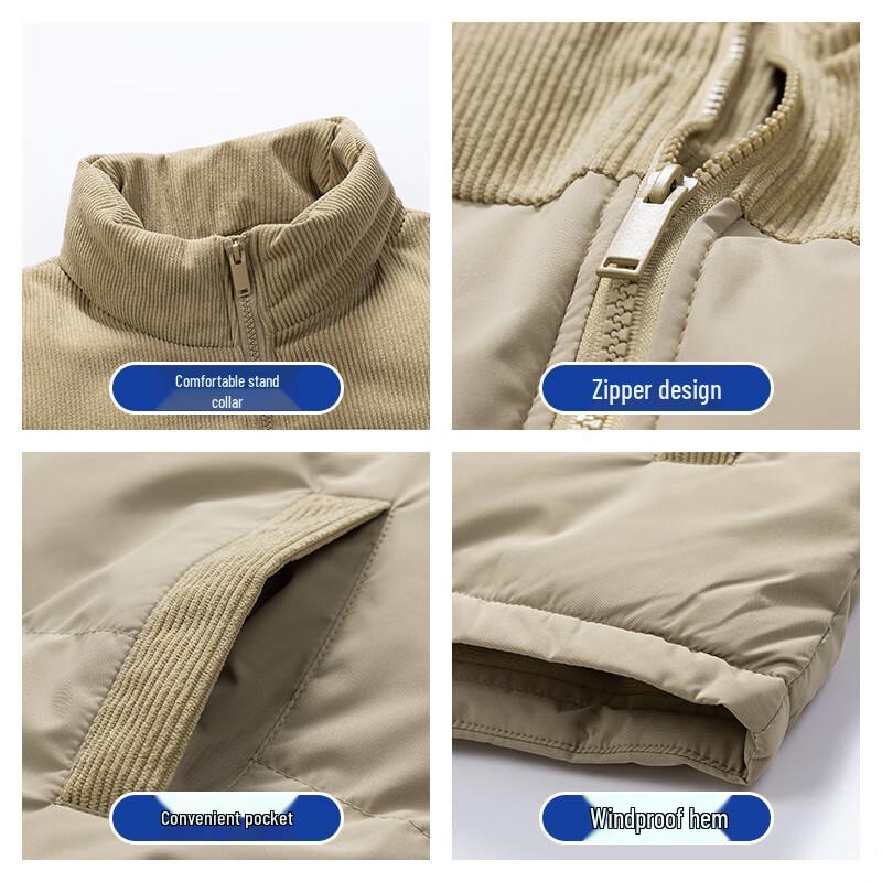 ROMON Men's Padded Stand Collar Colorblock Jacket