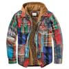 Men's Clothing European and American Autumn and Winter Thickened Cotton-padded Plaid Long-sleeved Loose Hooded Jacket