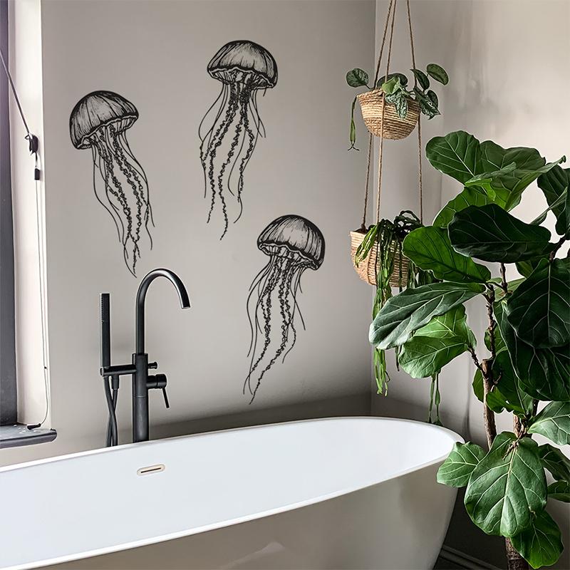Kreativní Jednoduchá Medúza Koupelna Koupelna Domov Pozadí Krajinářství Domácí Dekorace Samolepky na Zeď