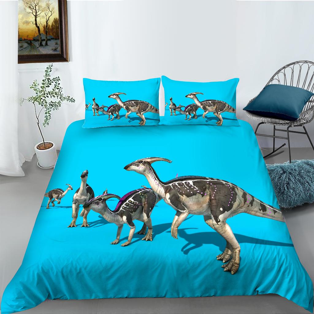 Deluxe Family Bedding Set 3D Dinosaur World Printed Quilt Cover and Pillowcase Set Boy Room Bedroom Bedding