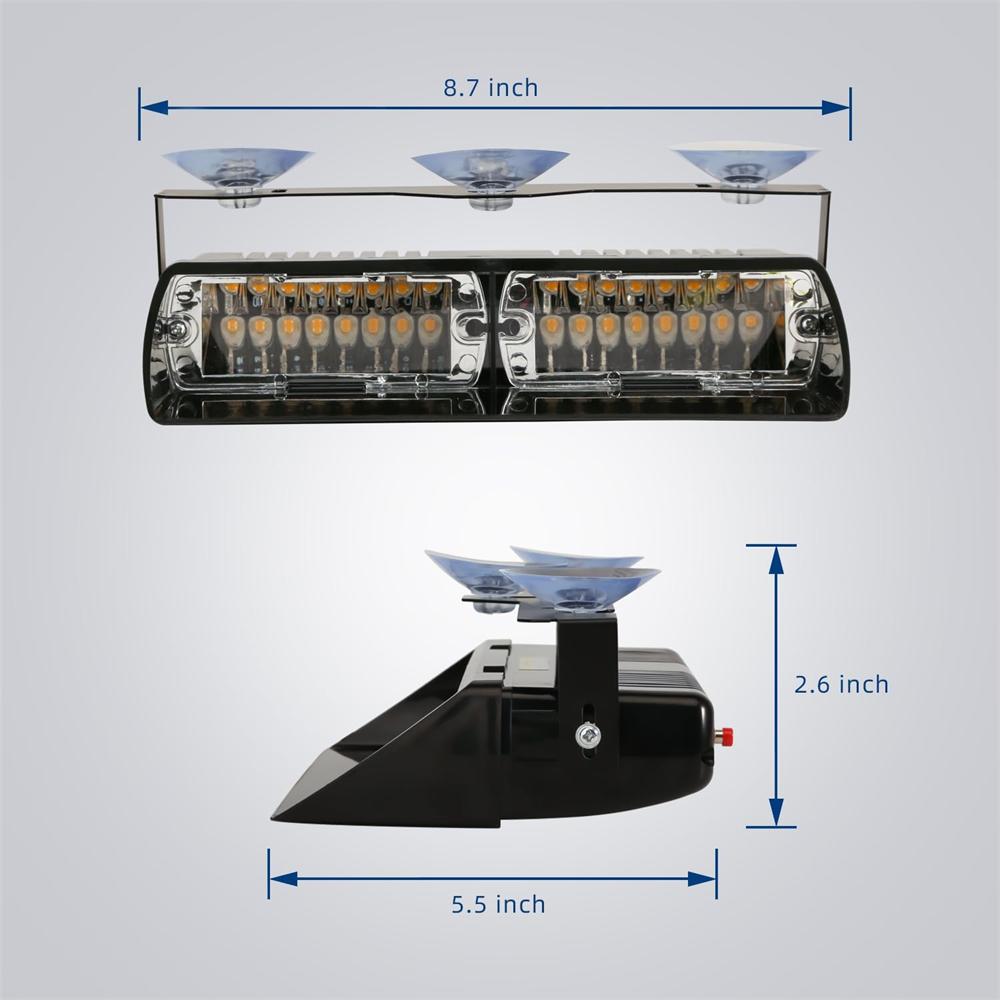 Police LED Lights 16Led Warning Light Car Dash Windshield Emergency Hazard Flash Strobe Light Beacon Lamp