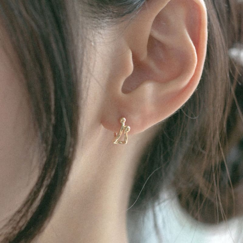 

youngglow 14k double ball loop one touch ring earring Rose Gold (Individual)