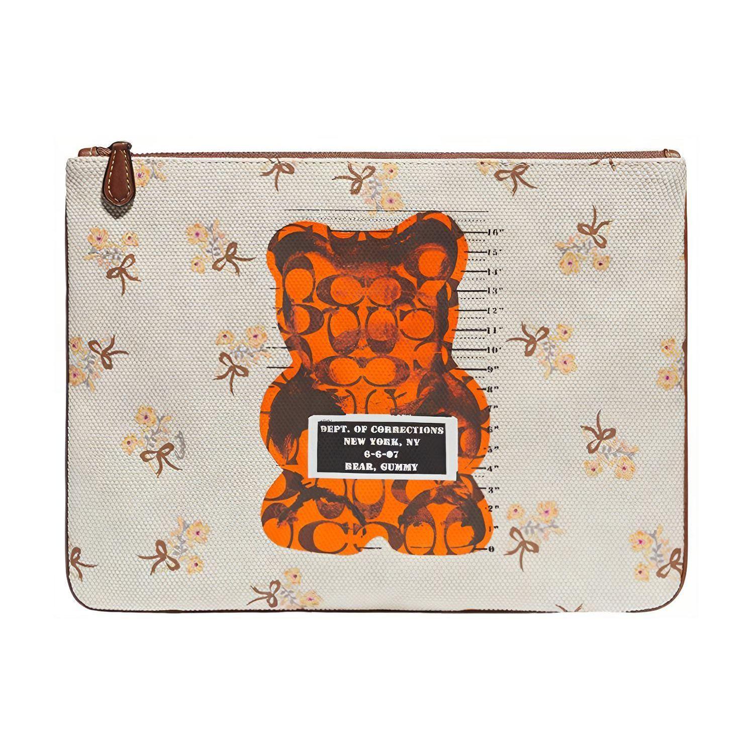 

Coach X Vandal Gummy Bear Collaboration Wristlet 30 Floral Bear Print Pebble Leather Document Clutch Women clutch Beige Orange 76933-QBCAH Basic Set (Bag+Dust Bag)